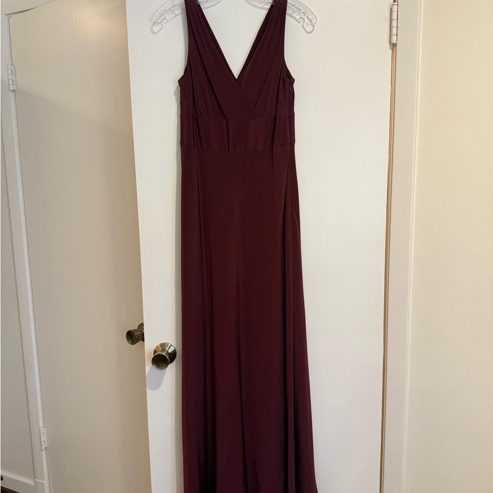J. Crew Burgundy Silk Sleeveless V-Neck Maxi Gown